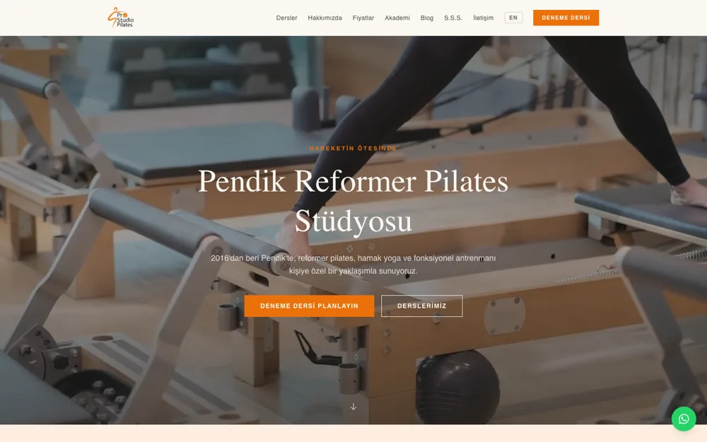 Pro Studio Pilates web sitesi