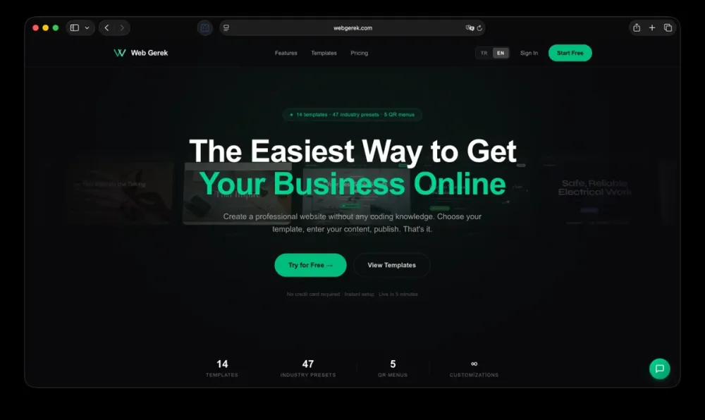 Web Gerek — No-code website builder